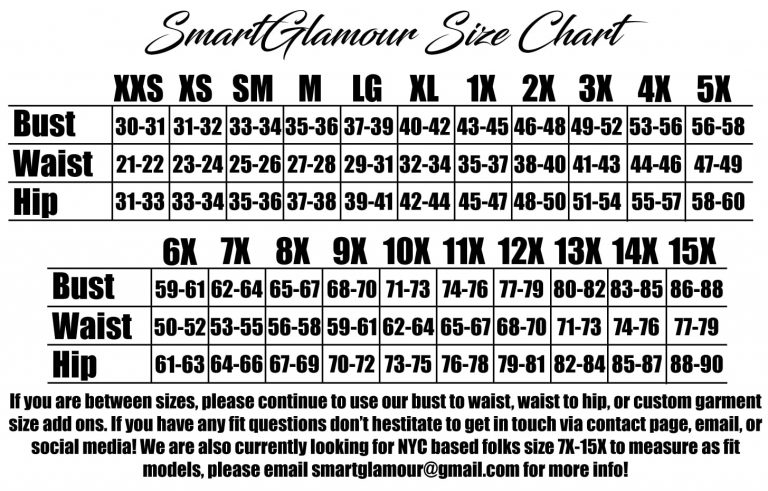 SmartGlamour Size Chart