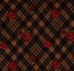 Mustard and Black Diagonal Plaid Floral