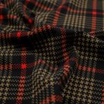 Black Red Check Plaid Double Knit