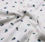 White Mini Blue Floral Rib Knit